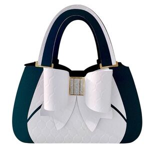 Elegant White and Black Cardstock Mini Handbag